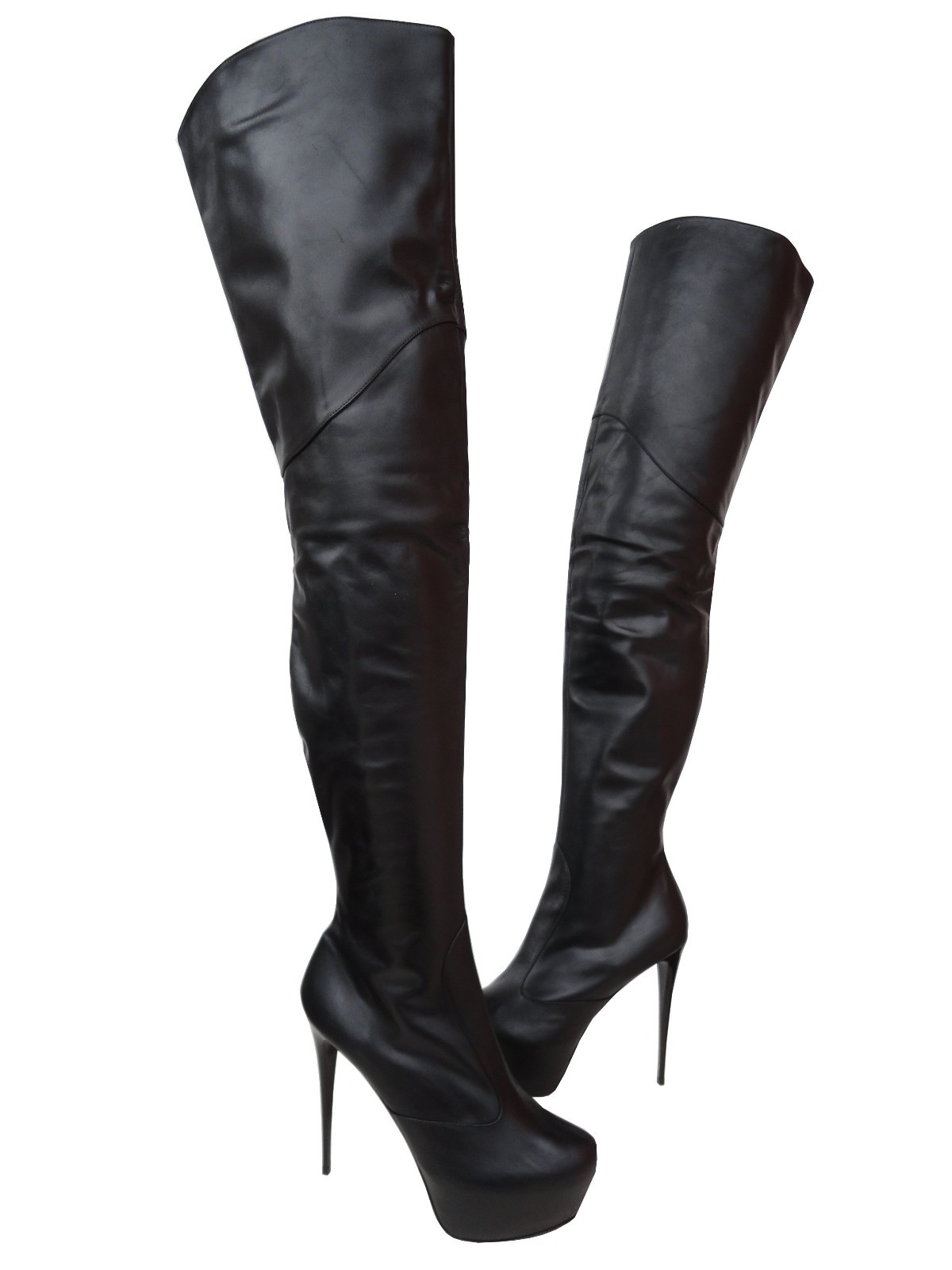 Bottes Sur Mesure CQ COUTURE - Cuir Véritable, Talons Hauts, Pointure 43, Noir