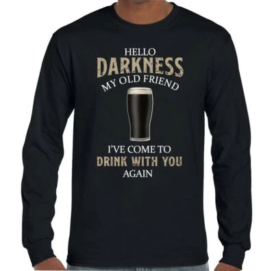 Guiness Maglietta Herren Hello Dunkelheit My Old Friend Bier Alkohol Drunk BBQ T - Bild 1 von 4