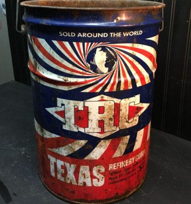 Texas Refinery Corp. 7 Gallon-Oil Can  with Plastic  Handle Mid Century 60s 70s