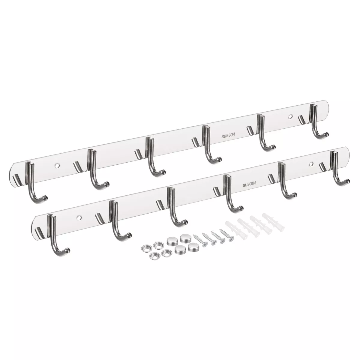 6 Piece Stainless Steel Coat Hooks Wall Hooks Towel Rack