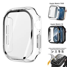 For Apple Watch Series 10 9 8 7 42/46 41/45mm Case Glass Screen Protector Cover