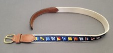 VTG 90’s Zep Pro Nautical Code Flag Belt Woven Backing Leather Brass Buckle   32