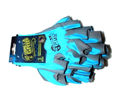 Gorilla Grip Fingerless Gloves Never Slip 3 Pair One Size Fits All Fishing Blue