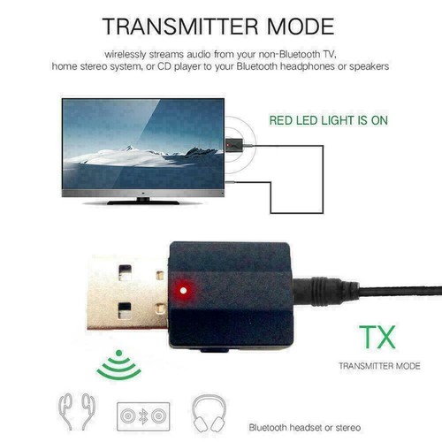 2-in-1 Stereo Audio Adapter Bluetooth 5.0 Transmitter Receiver N0L6 K7B3 E9M4 - Photo 4/9