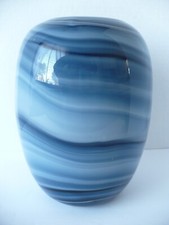 Blue Swirl Heavy Hand Blown Art Glass Vase