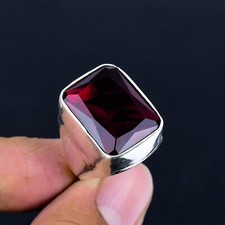 Natural Garnet Gemstone Ring 925 Sterling Silver Men's Ring Handmade JewelryGift
