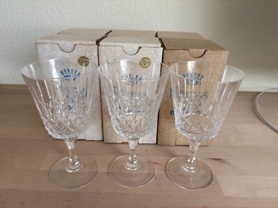 SET OF 6 VINTAGE PRINCESS GRACE FRENCH LEAD CRYSTAL WATER GOBLET IN ORIGINAL BOX