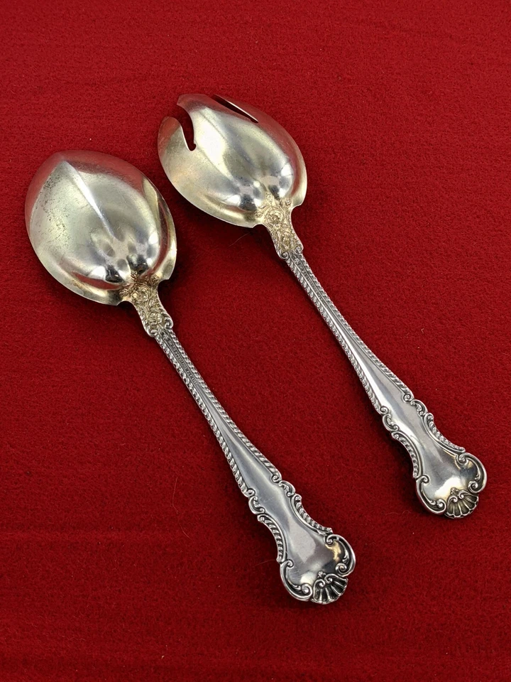 Gorham plata esterlina Cambridge cuchara para servir y tenedor para servir verduras Foto 4 de 4
