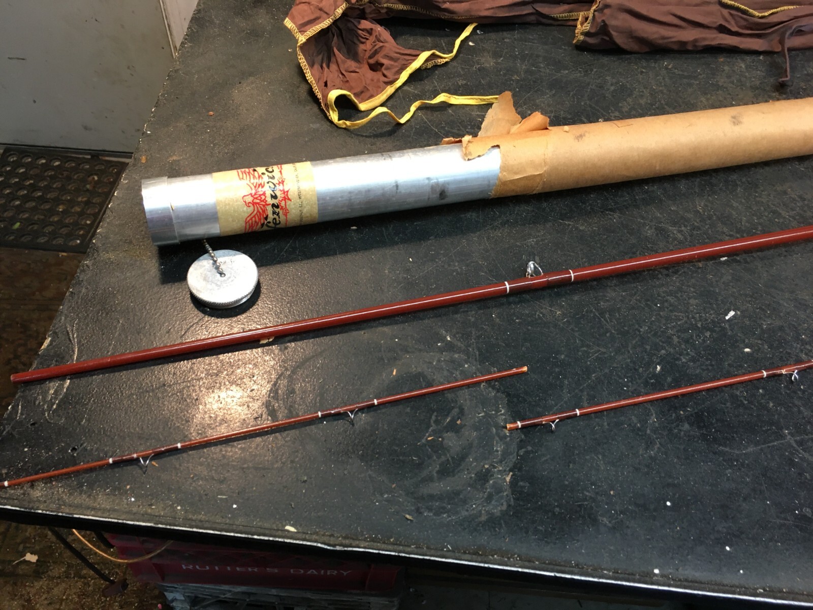 Fenwick Fiberglass Fly Rod 7.5 " Five Weight with Bag & Tube! Part