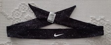 Nike Dri-Fit Women's Tie Headband Sports Wrap Black Gray Speckled One Size