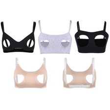 Womens Brassiere Wireless Bra Party Bralette Chemise Balconette Exposed Breasts