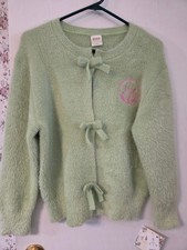 Wicked x Katie Kime Girls Green Cardigan Size XL Bow Detail Pink Musical Target