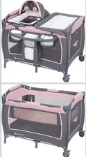 Baby Trend Play Yard w/ Removable Bassinet, Changing Table, Carry Bag Gray/Pink
