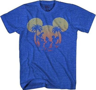 Disney Mickey Mouse Donald Duck Goofy Sunset Adult Mens Graphic T-Shirt
