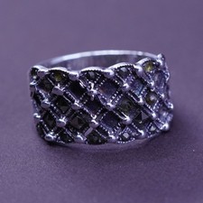 Size 8.25, vintage Sterling silver handmade ring, 925 band with marcasite