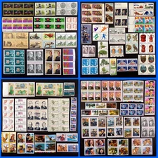 Unused USA Stamp Block Lot: Vintage US Postage Stamps Original Gum 5¢ To 32¢ Mix