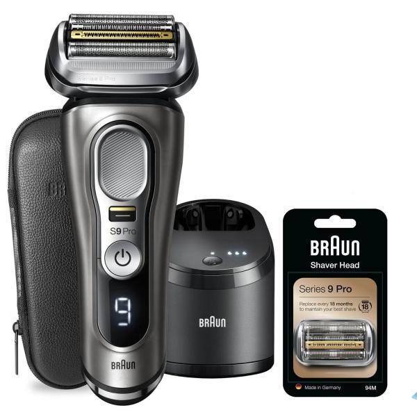 4078990 Braun Braun Series 9 Pro 9465cc Rasoio Trimmer Nero, Argento