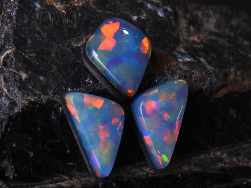 Opal Doublet Cabochon Multi Fire Smooth Polished Synthetic Stone Fancy Shape - Picture 10 of 14