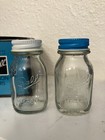Ball Salt & Pepper Shakers Blue White 1984 Antique Mason Fruit Jar Go With — photo 2