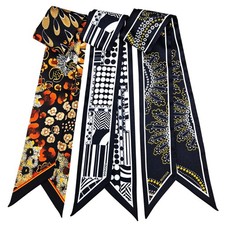 3 PCS Skinny SilkLike Scarf For Women Bag Purse Hair Neck Exclusive Prints