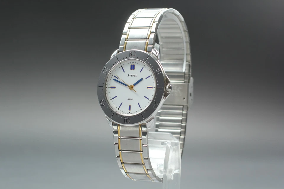 Vtg 1990 N MINT Seiko Avenue 5P31-6D40 Palladium Round Quartz Mens Watch JAPAN - Image 3 of 4