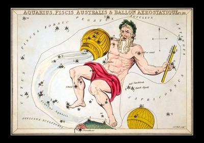 15592.Wall Decor Poster.Interior Art.Aquarius Constellation Map Astrology Chart