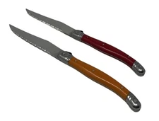 Vintage Laguiole-style Steak Knives Lot of 2 Orange And Red