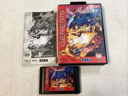 Disney's Aladdin (Sega Genesis, 1993) CIB Manual Hang Tab Tested D