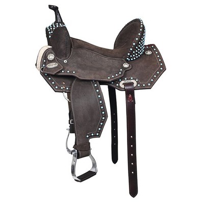 Hilason Hand-Tooled Leather Western Flex Tree Saddle Trail Barrel 14 15 16