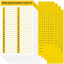 16 Sheets Breaker Panel Labels Electrical Box Number Stickers Waterproof Yellow