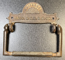 Rare Cast Iron Antique Toilet Paper Holder New York City  Hudson River Railroad