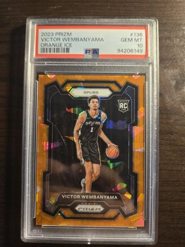 2023 PANINI PRIZM ORANGE ICE #136 VICTOR WEMBANYAMA ROOKIE RC PSA 10