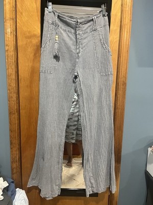 Women s Blanco By Nature Gray Krinkle Look Hippie Boho Flair Leg Pants XL