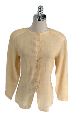 Finity Top Women's Size Small Peach 100% Linen Vintage Raglan Sleeve Minimalist