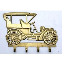 ATTACCAPANNI AUTO D'EPOCA-IN OTTONE-APPENDIABITI 4 GANCI-ANNI 60-OLD CAR VINTAGE