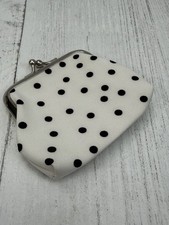 Polka Dot Kiss Lock Coin Purse Black White Mini Change Pouch