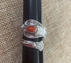 VTG Ring Towle Sterling Old Master Silver Spoon Ring Coral Bead Stone Size 6