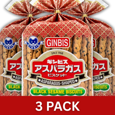 Japanese Sesame Stick Biscuits - Ginbis Since 1968 Asparagus shaped Snack 3 PACK