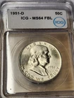1951-D Franklin Half Dollar MS64 FBL ICG *0165