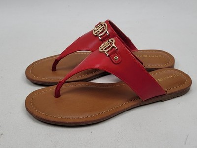 Tommy Hilfiger Sandals Womens M Lazire Thong Slip On Flats Red