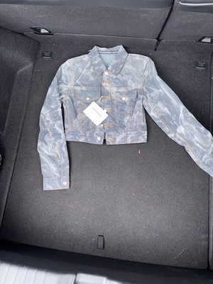 Alexander Wang Slim Flocked Trucker Jacket with Lasered Cloud Print