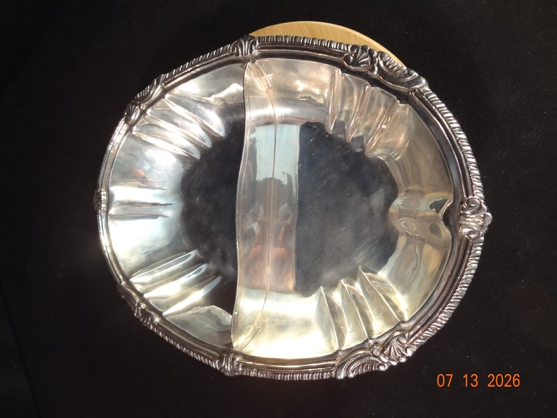 Vintage Ortega 925 Sterling Oval Divided Serving Bowl    844 grams