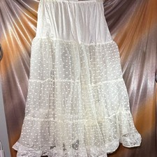 White Tiered Lace petticoat. Polka dot tulle. 2 layers. C3