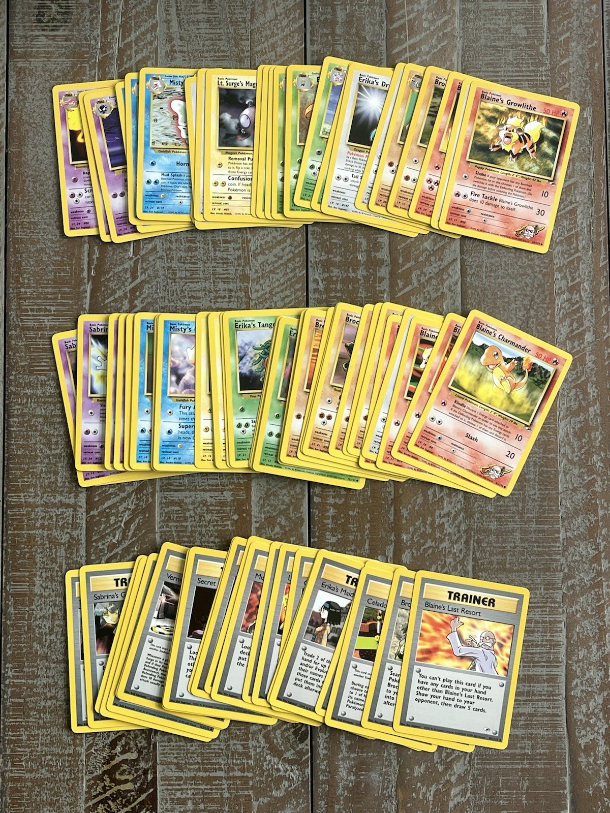 Juego de cartas coleccionables Pokémon Gym Heroes ilimitado completo poco común y común conjunto 91 cartas WOTC
