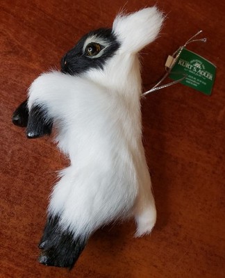 Furry Baby Goat Christmas Ornament by Kurt Adler--Black & White (LOT OF 2) NWT
