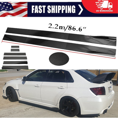 For SUBARU WRX STI Carbon Fiber 86.6inch Side Skirt Extensions Rocker Panel