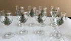 Spode Christmas Tree Wine Glasses 13 Ounce with Gold Rims - Set of 8