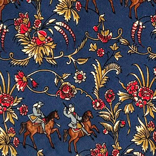 Salvatore Ferragamo blaue Krawatte - Reiter Blumenmotiv italienische Seidenkrawatte - Bild 6 von 10