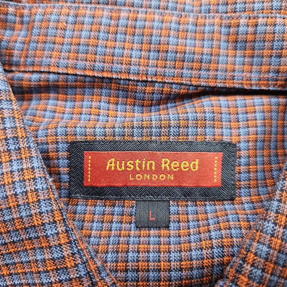 Austin Reed 衬衫 3 件装男式大号红色蓝色紫色格子图案格子条纹 — 第 4/4 张图片