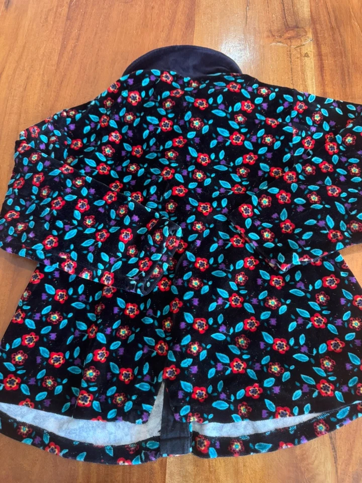 Gymboree Vintage Holiday Christmas Velvet Black Floral Top Rainbow Tag 6 - Image 4 of 4